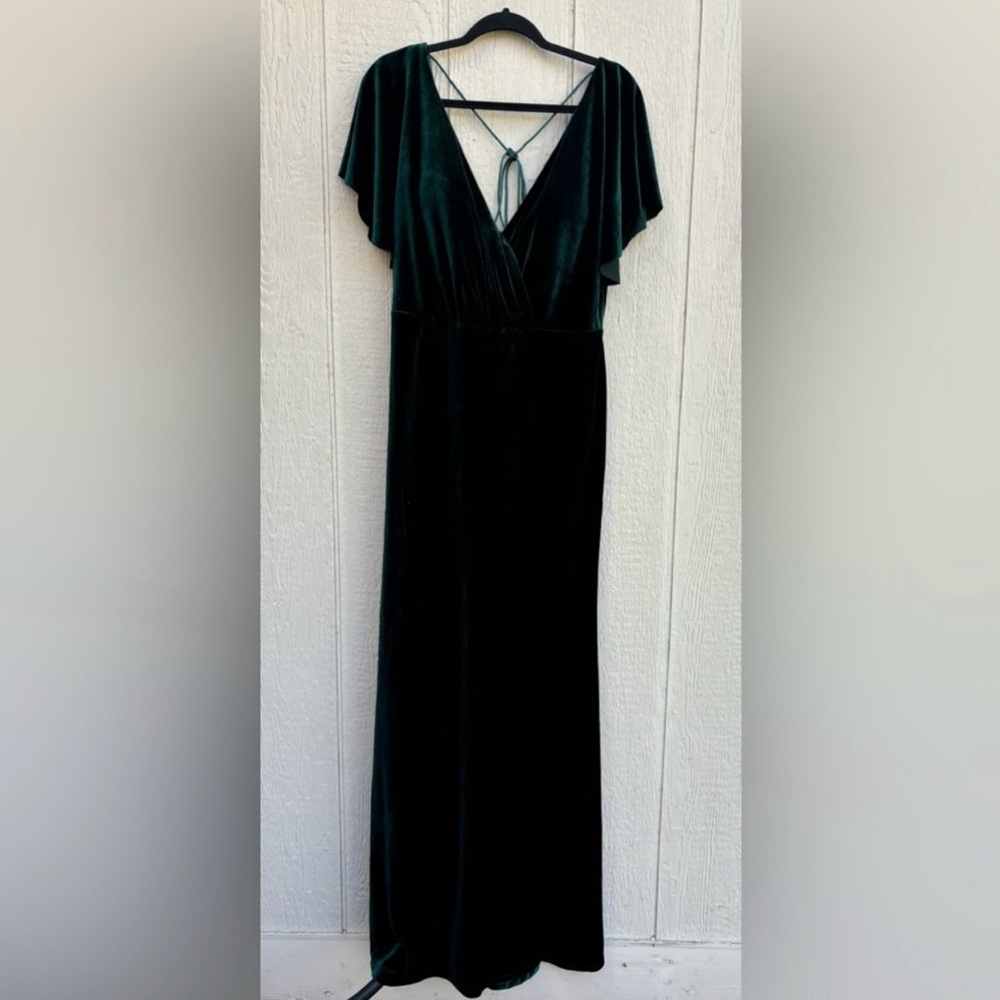 Jenny Yoo Backless Velvet Gown in Deep Green - Picture 6 of 8